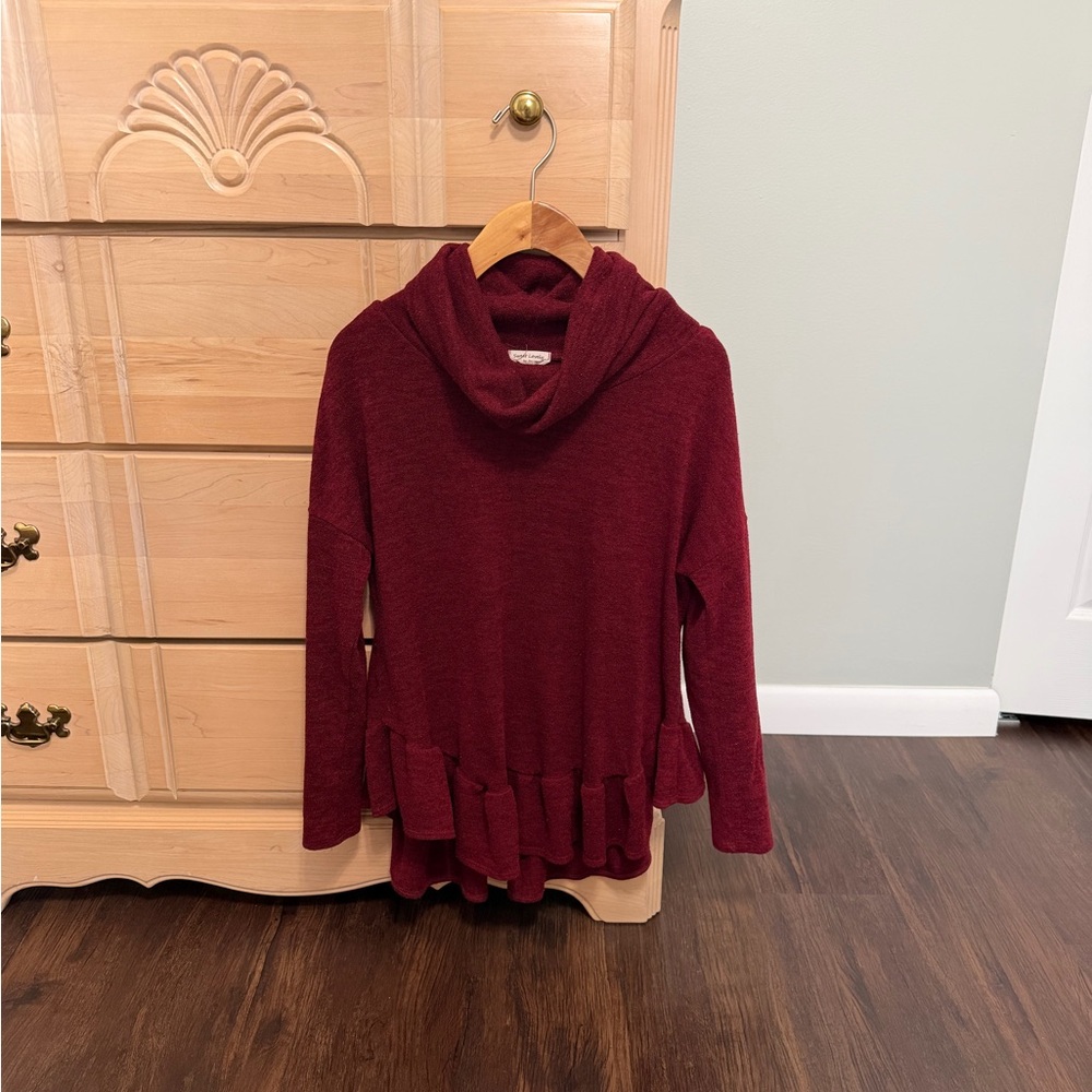 Chic Maroon Women's Cowl Neck Sweater